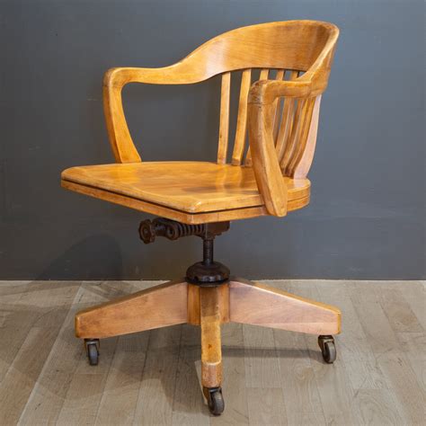 vintage wood swivel desk chair|old wooden swivel chair.